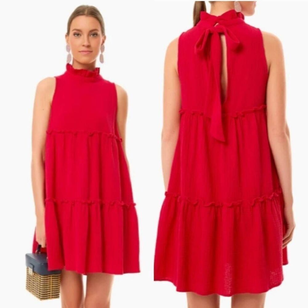 TUCKERNUCK POMANDER PLACE Red Lightweight Gauze Morgan Dress L